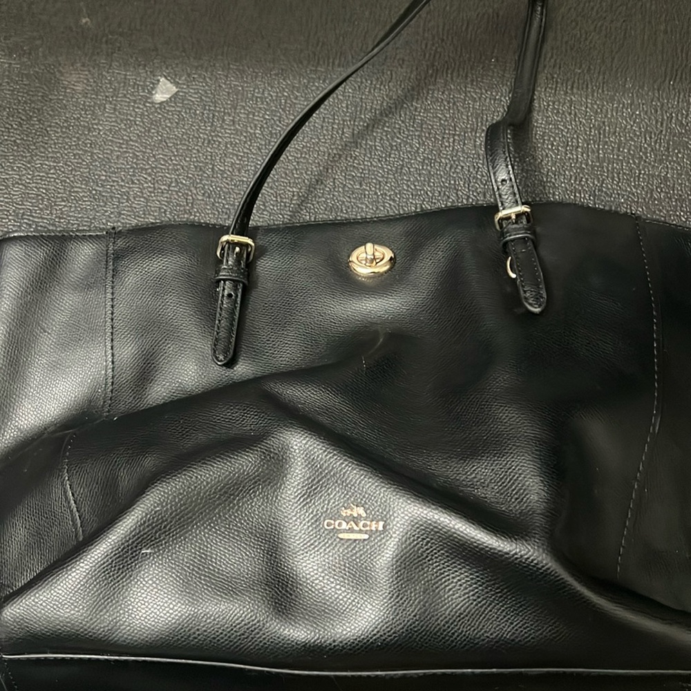 Coach black leather bag